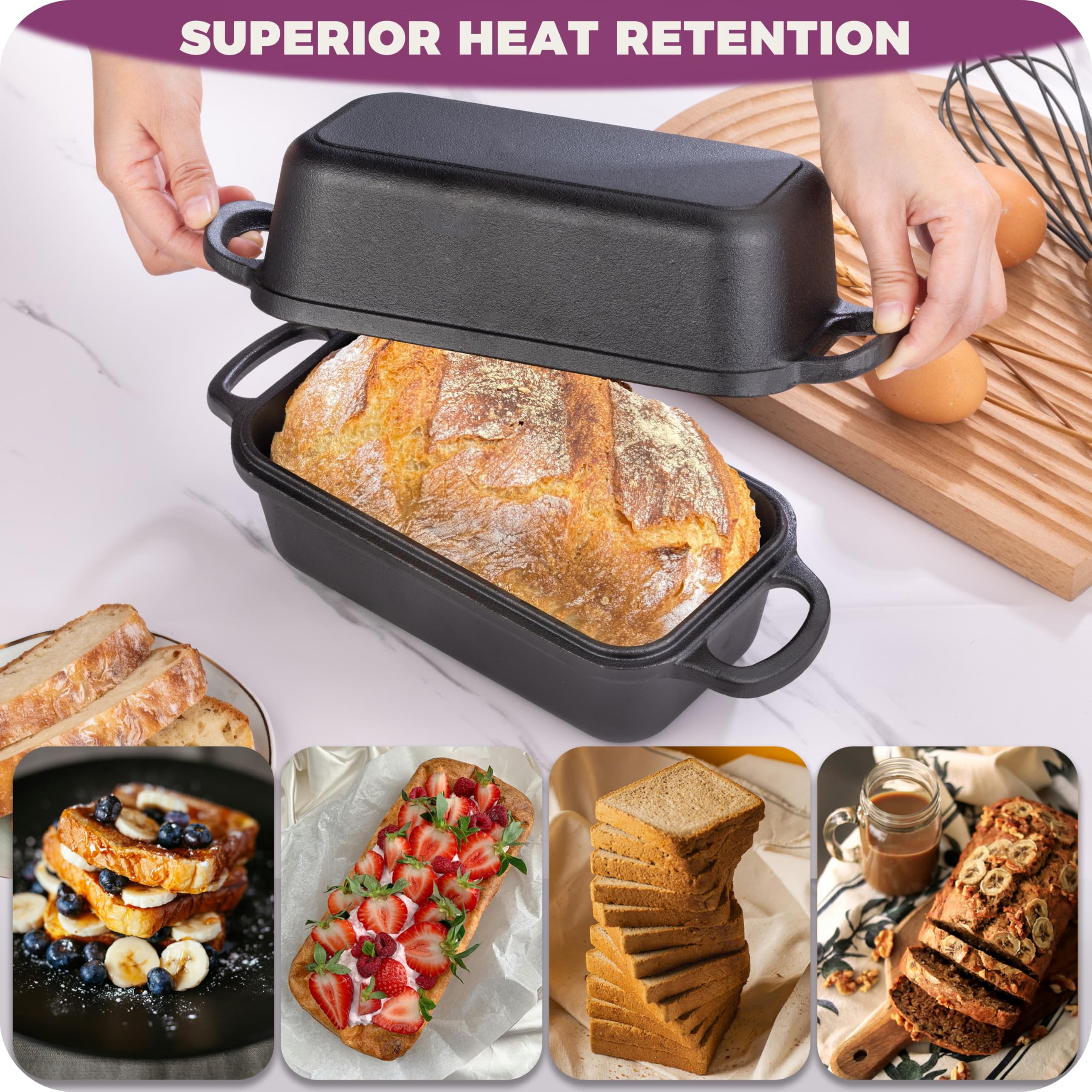 Vanderlume 2-in-1 loaf pan with lid doubles as a classic bread pan.