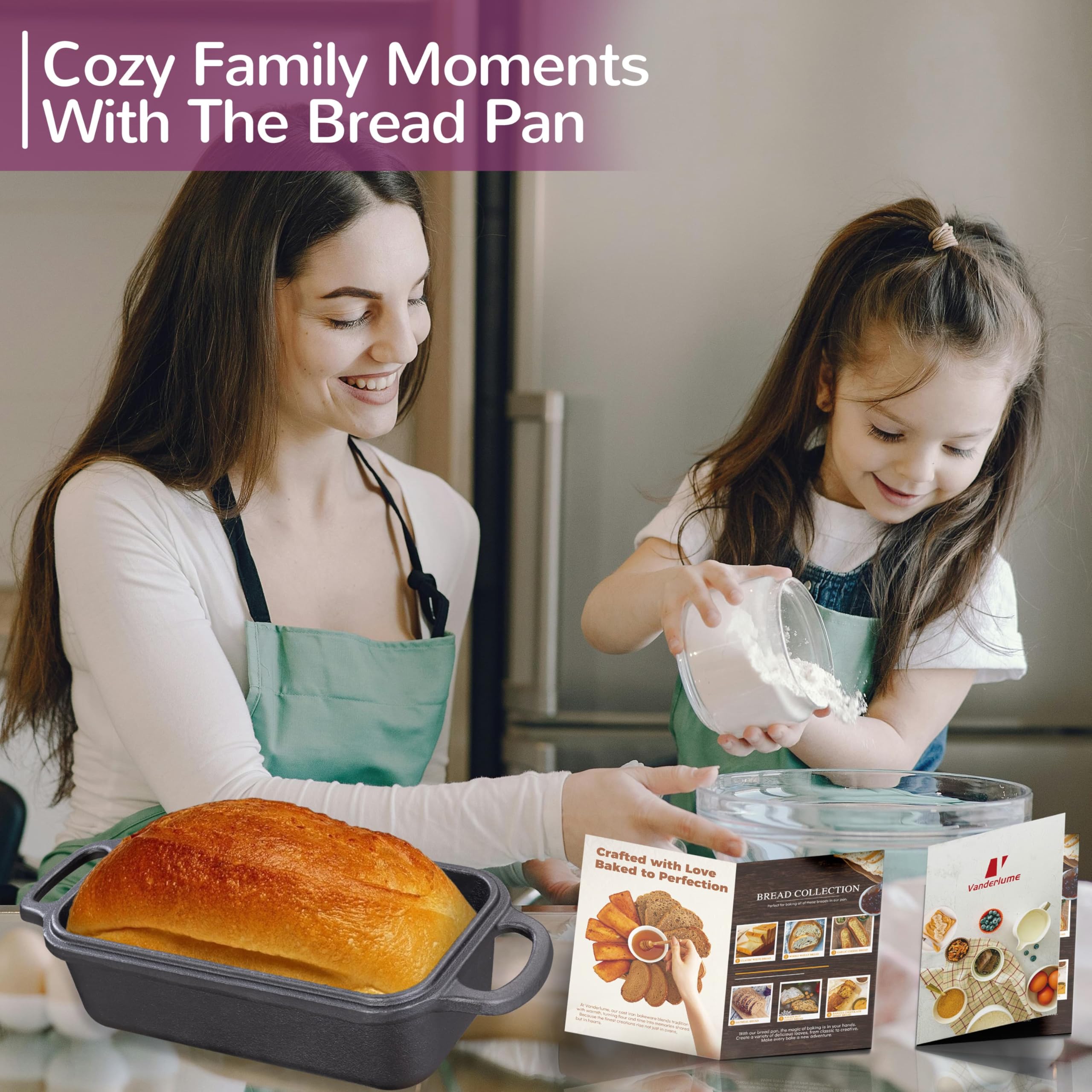 Vanderlume sourdough loaf pan with lid helps keep moisture for soft interiors.