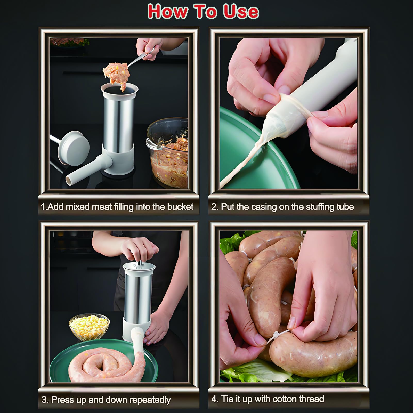 VANEME sausage stuffer easy-cleaning for quick after-use prep