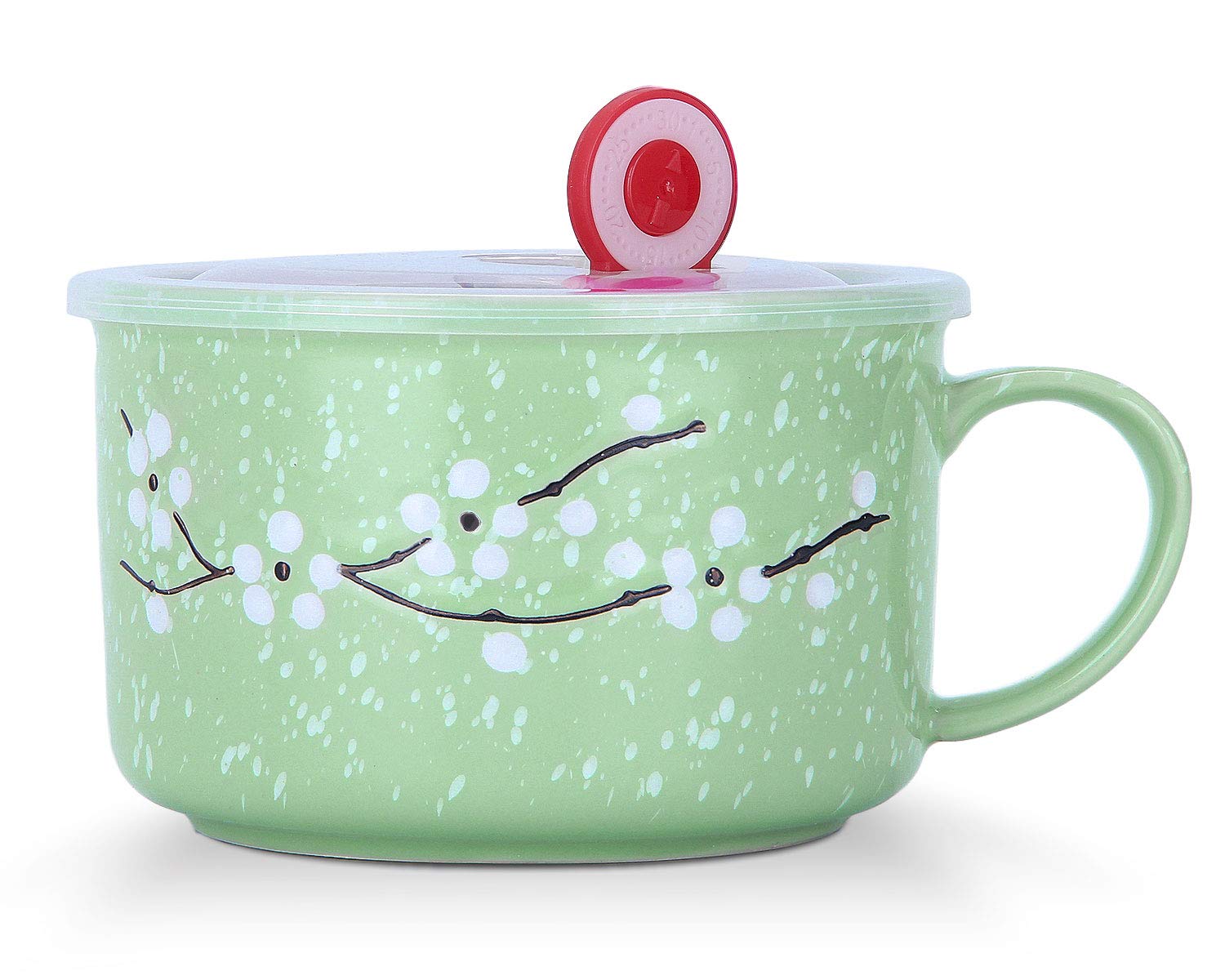 VanEnjoy 30oz ceramic bowl with lid and handle for easy on-the-go meals.