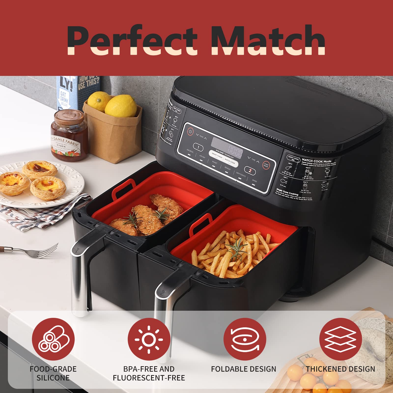 Vangerute 3D grease drainage guides fat to the edge for even frying.