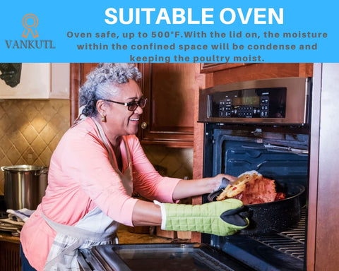 VANKUTL oven safe up to 600 degrees supports versatile high heat roasting