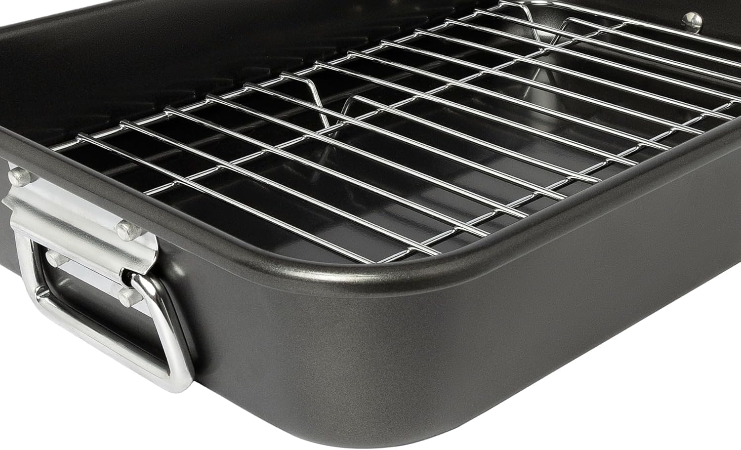 VANKUTL Roasting Pan sturdy handles for safe moving.