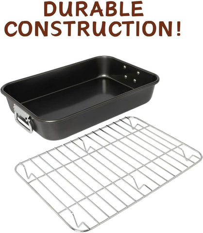 VANKUTL Roasting Pan ideal for turkey, vegetables, and roasts.
