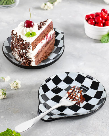 Black and gray check design from VanlonPro complements modern kitchen decor.