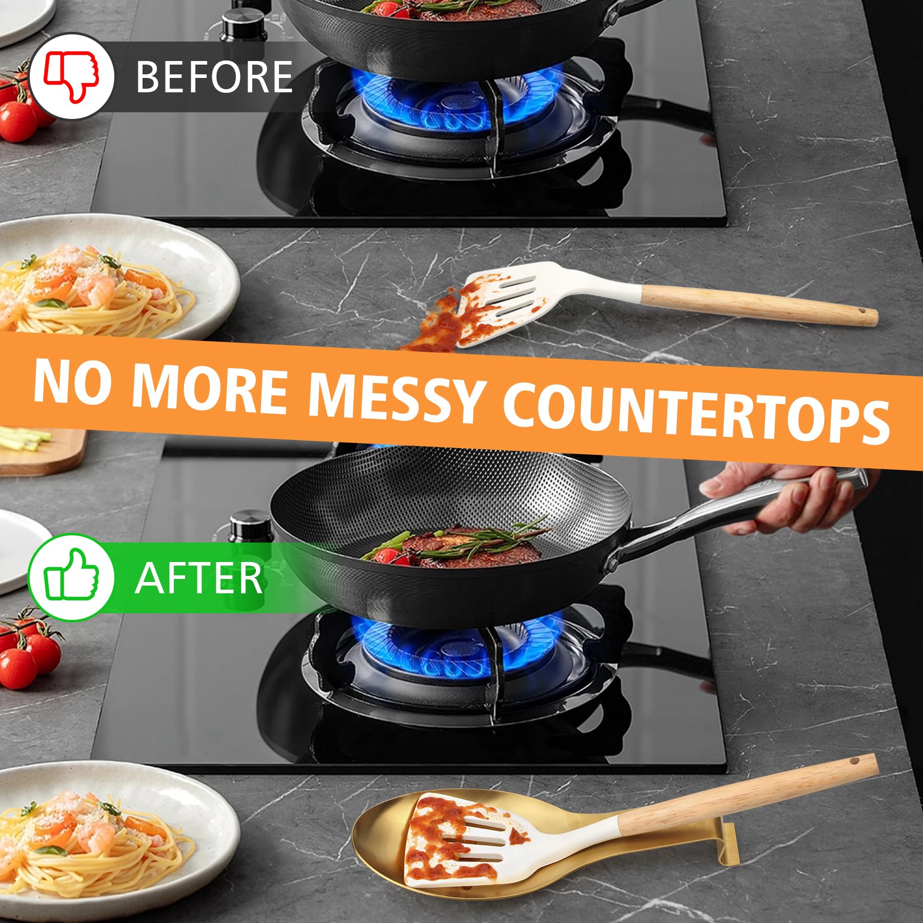 VanlonPro large 9.8 x 3.7 inch spoon rest fits many utensils