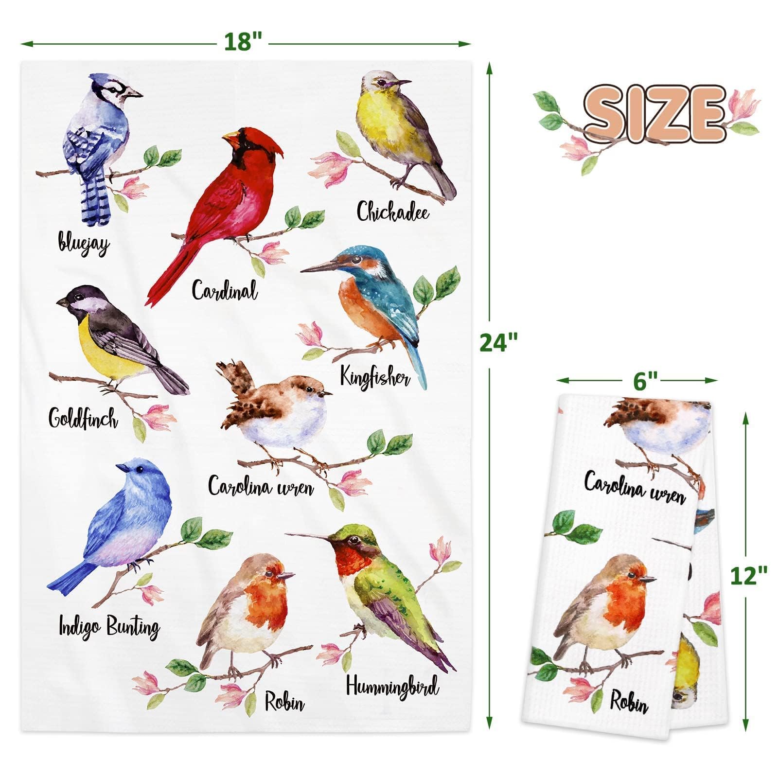 Vansolinne Birds towels show a cardinal, adding color and practicality to meals