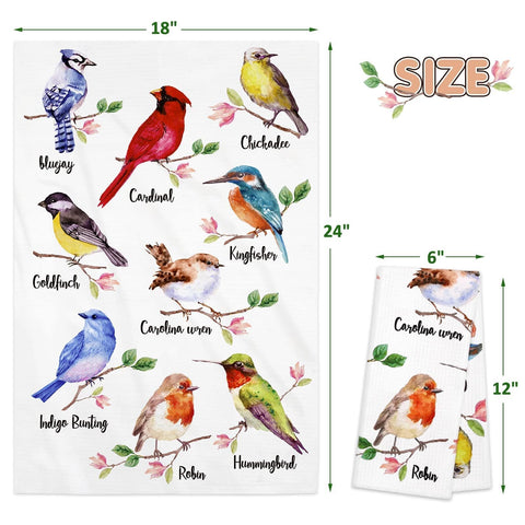 Vansolinne Birds towels show a cardinal, adding color and practicality to meals