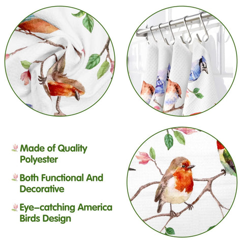 Vansolinne Birds towels depict a robin, versatile for drying and décor
