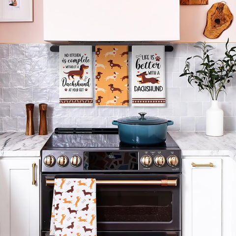 Vansolinne Christmas dachshund towels pack ready for gifting and decor.