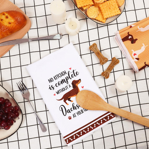 Vansolinne dachshund kitchen towel pattern D adds festive home decor.