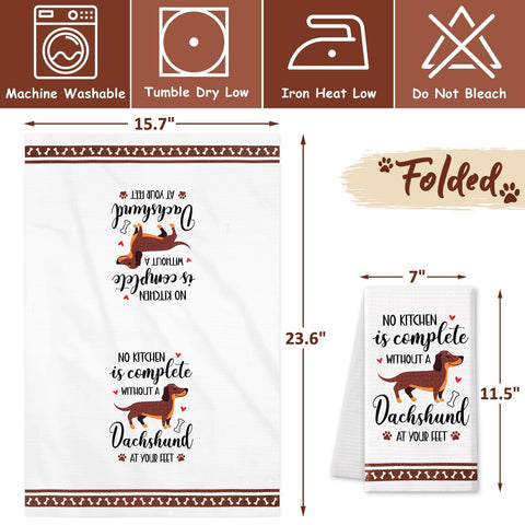 Vansolinne dachshund kitchen towels set design B ideal for everyday wiping and table cleanup.