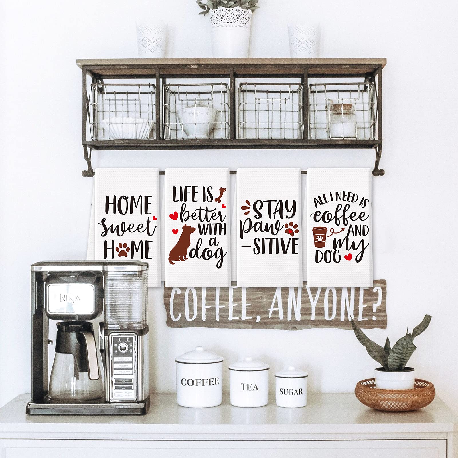 Vansolinne dog towels coffee and dog design for daily use