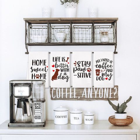 Vansolinne dog towels coffee and dog design for daily use