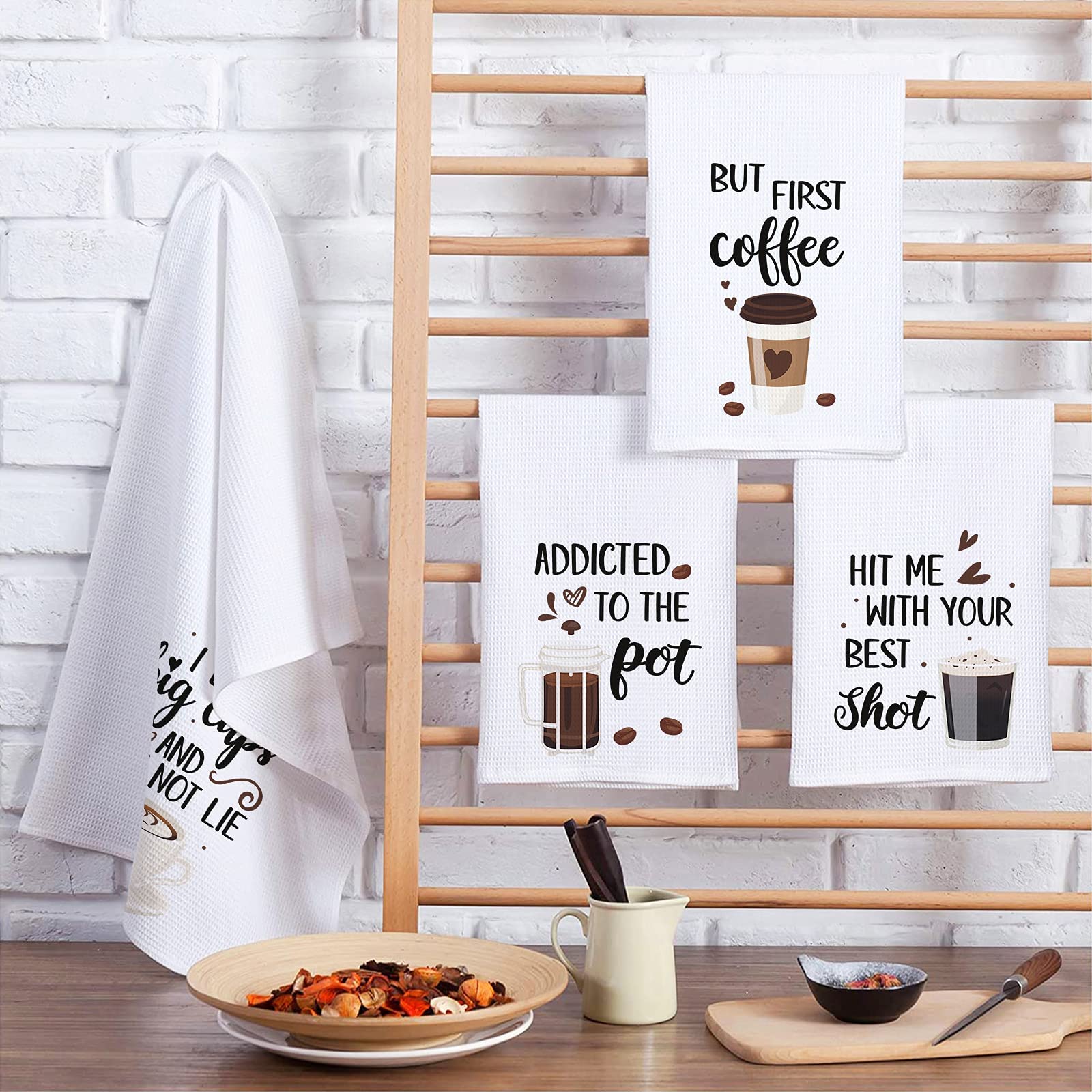 Vansolinne hanging kitchen decor towels add easy, cheerful wall decor.