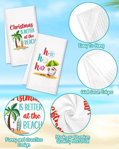 Vansolinne Hibiscus towels highlight palm leaves for tropical kitchen decor.