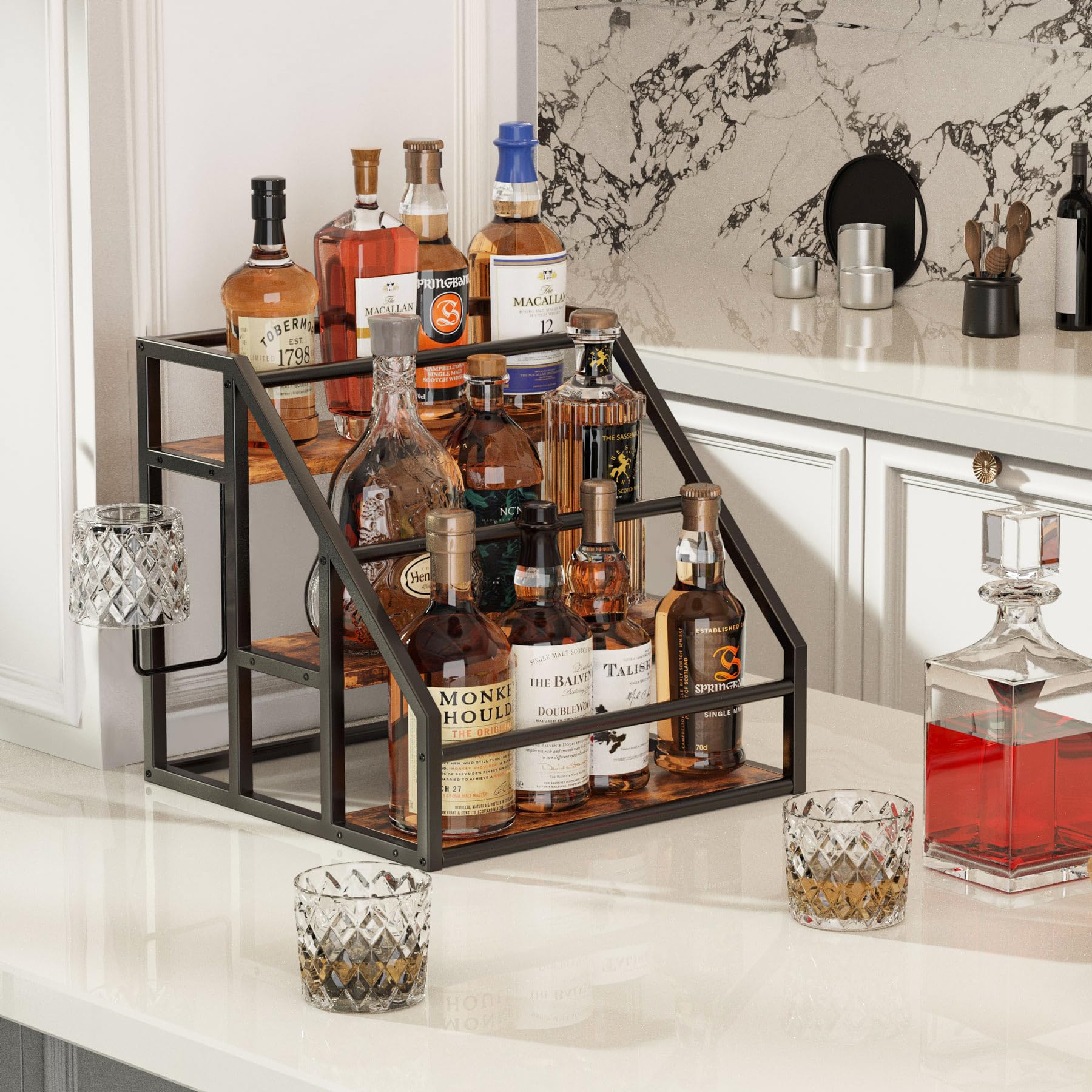 VANTIMO 3-tier countertop display reduces table clutter and mess.