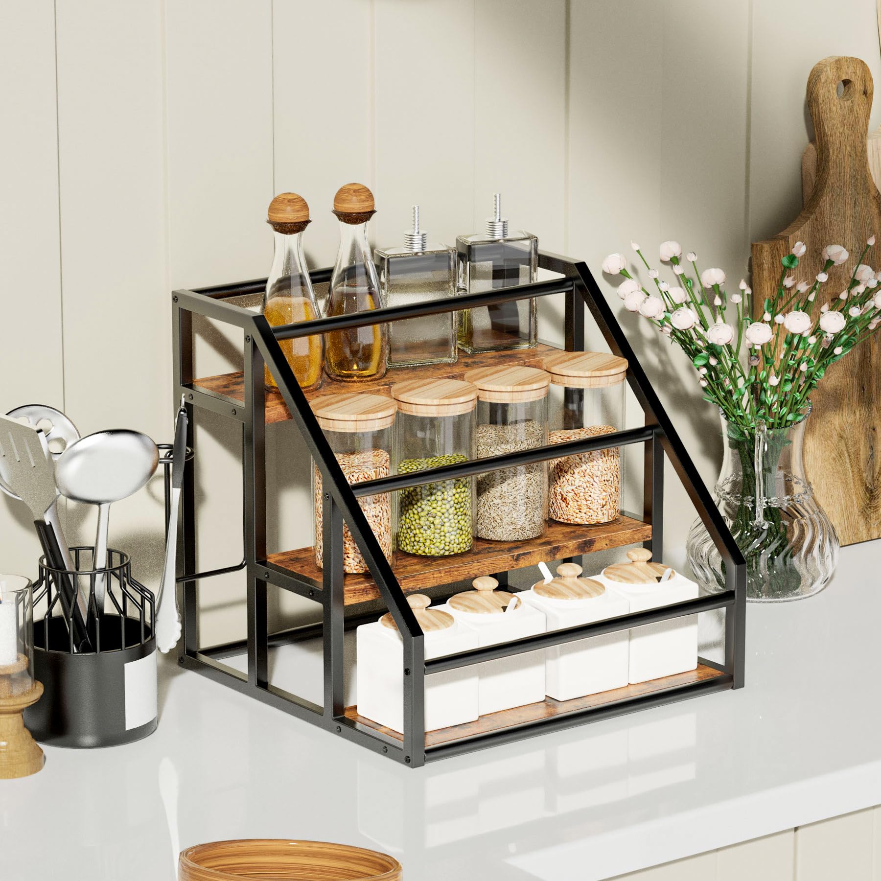 VANTIMO coffee station rack doubles as a beverage display.