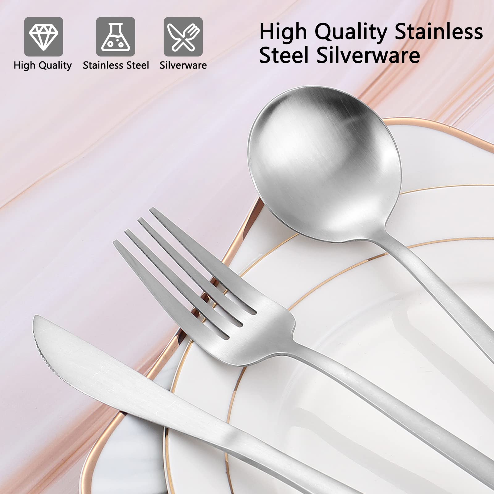 VANVRO matte silverware set dessert fork highlights sleek design for desserts