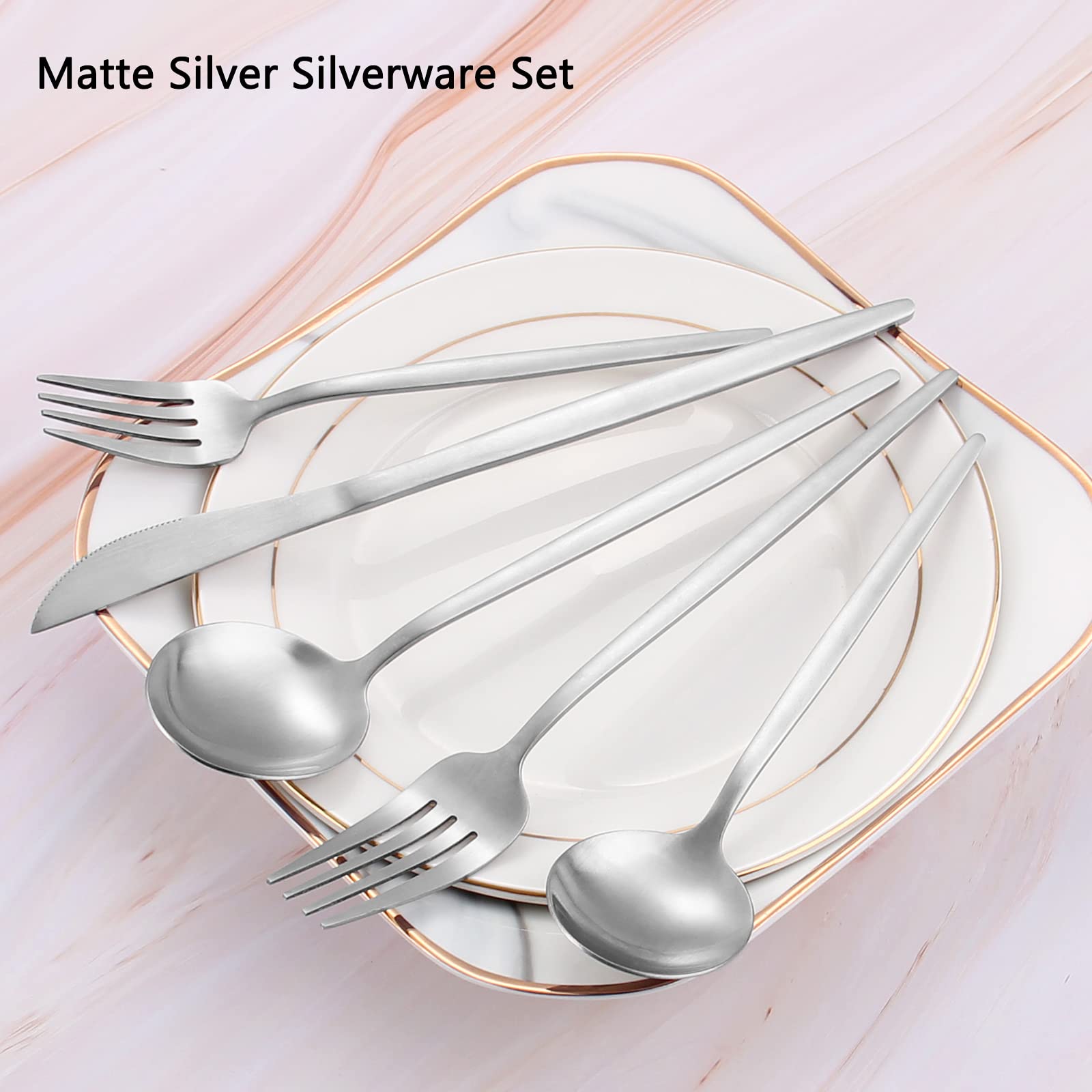 VANVRO matte silverware set dinner spoon with satin finish for smooth use