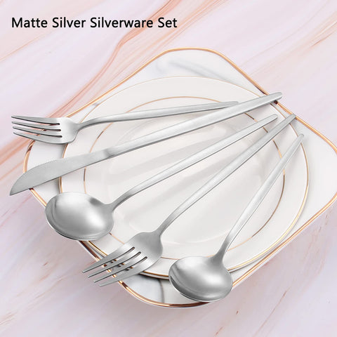 VANVRO matte silverware set dinner spoon with satin finish for smooth use