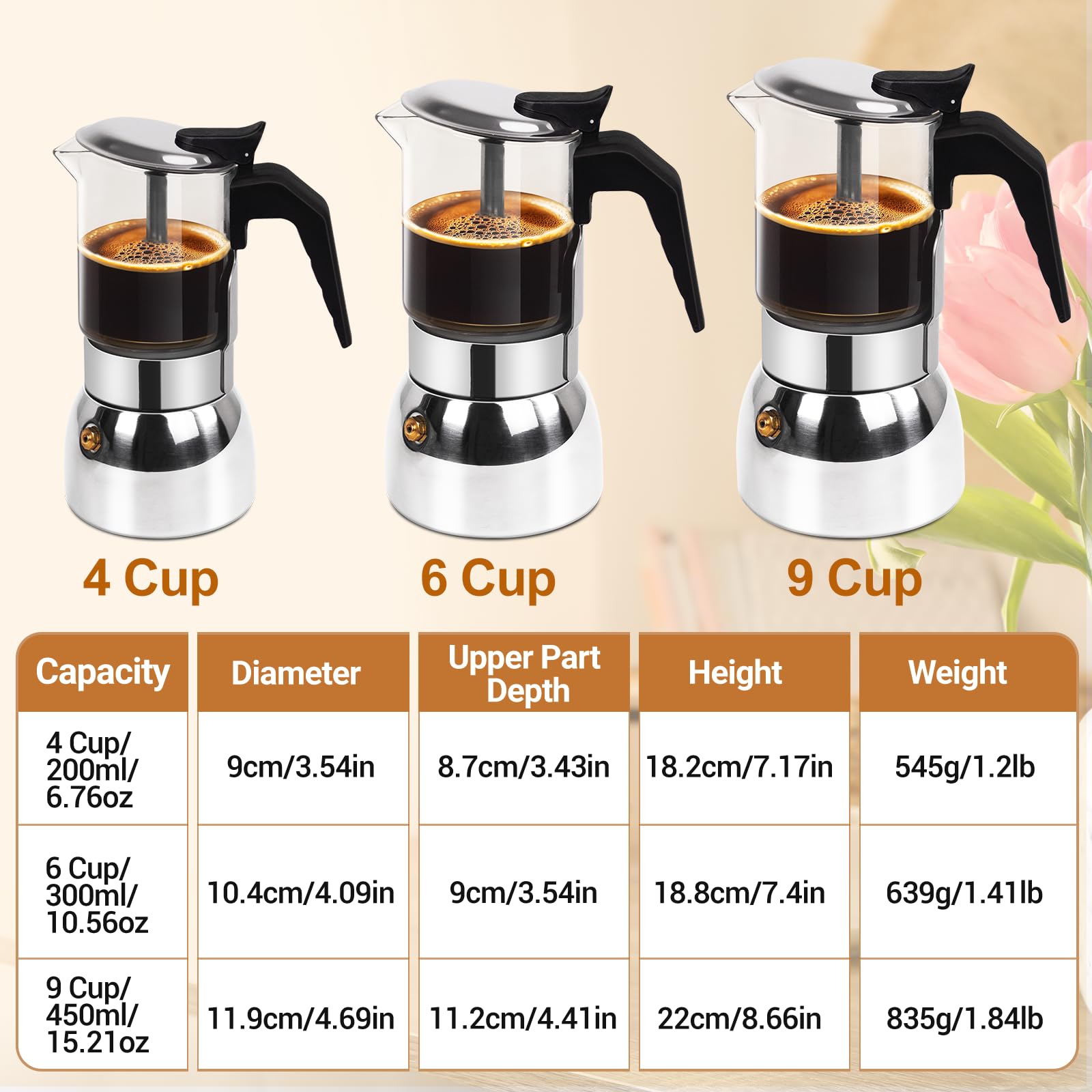 Vaolvpant 4 Cup glass moka pot brew progress highlights bubbles and flow.