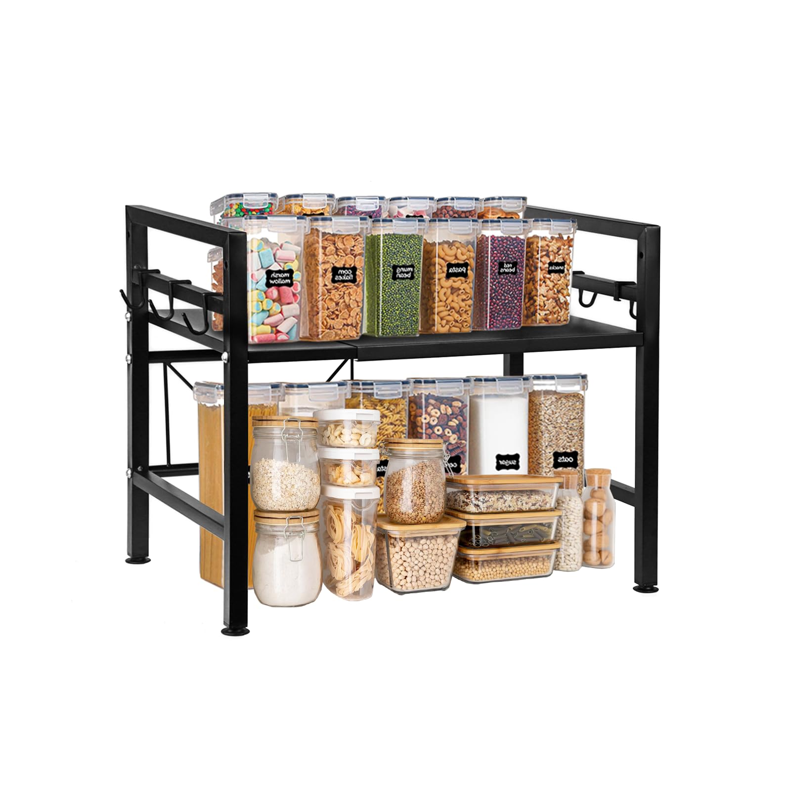 Vaphayva expandable microwave shelf extended for extra counter space and organization