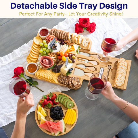 VAREZZA charcuterie board grooved surface separating crackers and toppings