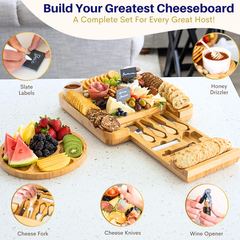 VAREZZA round bamboo fruit tray 10x10 inches with six extra spaces