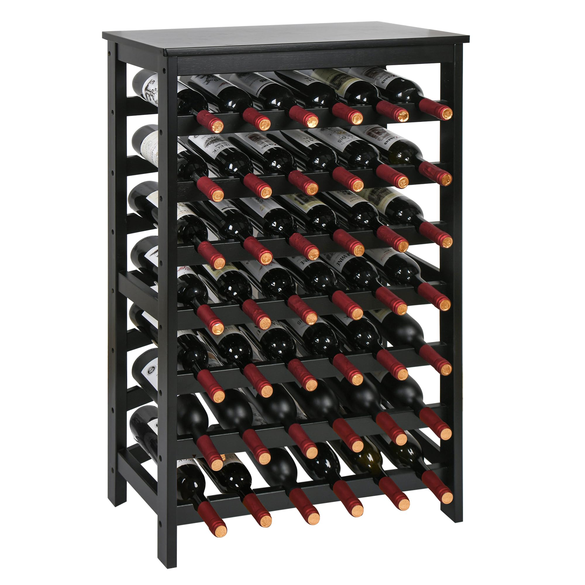 VASMIA 42-bottle bamboo wine rack front view showing spacious storage for organized collection.
