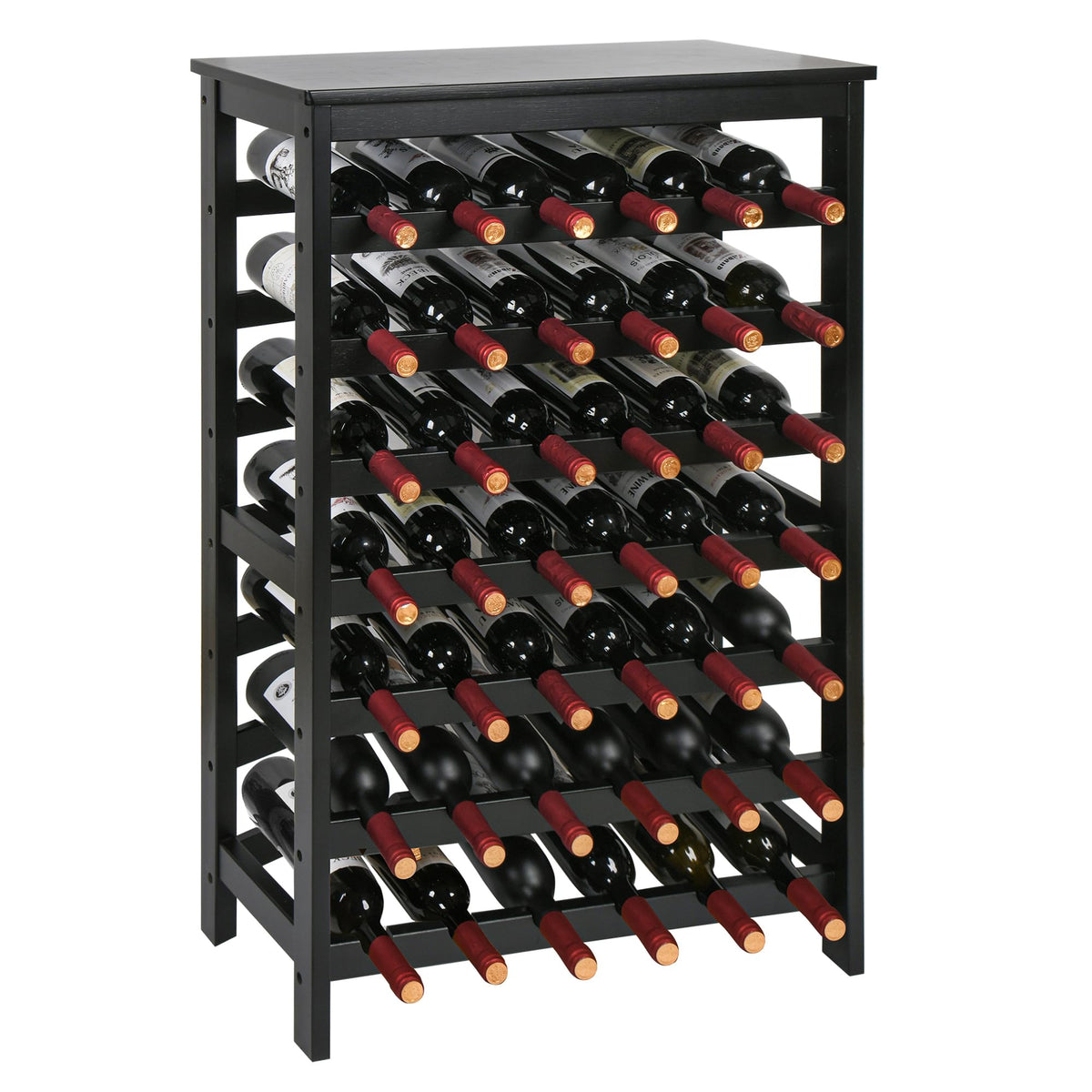 VASMIA 42-bottle bamboo wine rack front view showing spacious storage for organized collection.
