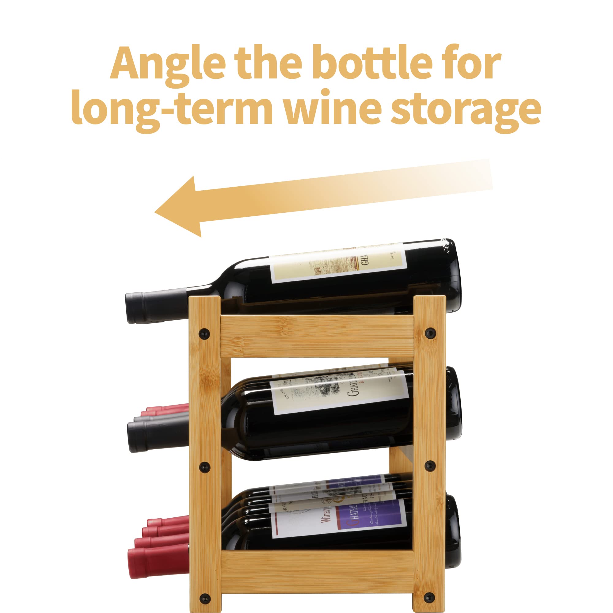 VASMIA bamboo wine rack on the countertop keeps bottles organized.