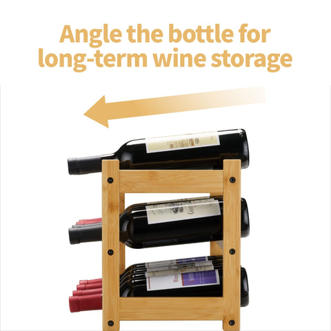VASMIA bamboo wine rack on the countertop keeps bottles organized.