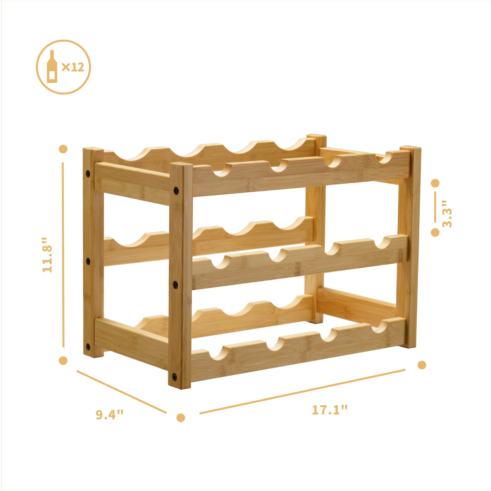 VASMIA bamboo wine rack arrives ready for gifting with natural finish.