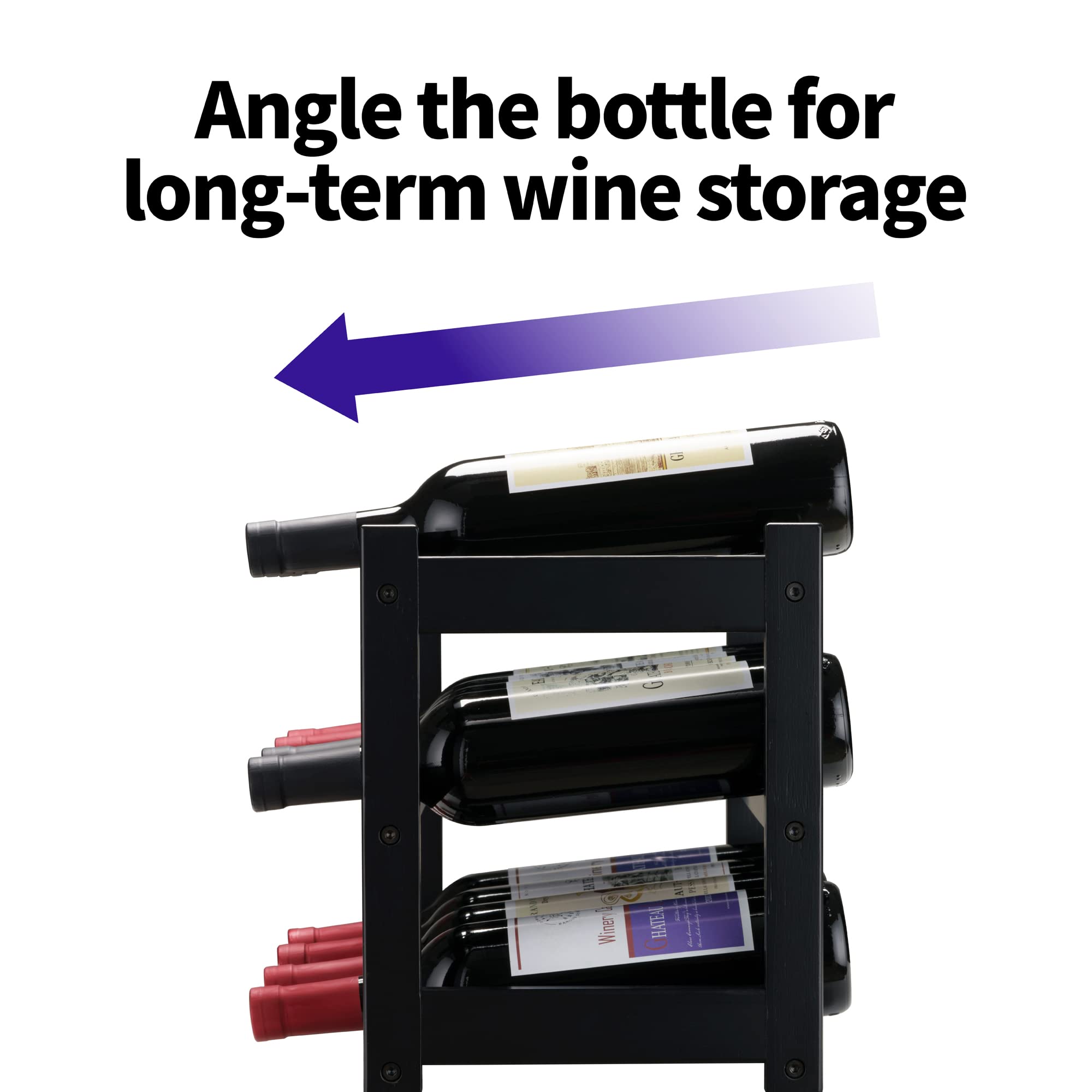 VASMIA Bamboo Wine Rack on a kitchen countertop optimizes space.