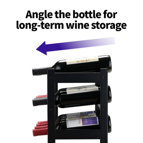 VASMIA Bamboo Wine Rack on a kitchen countertop optimizes space.