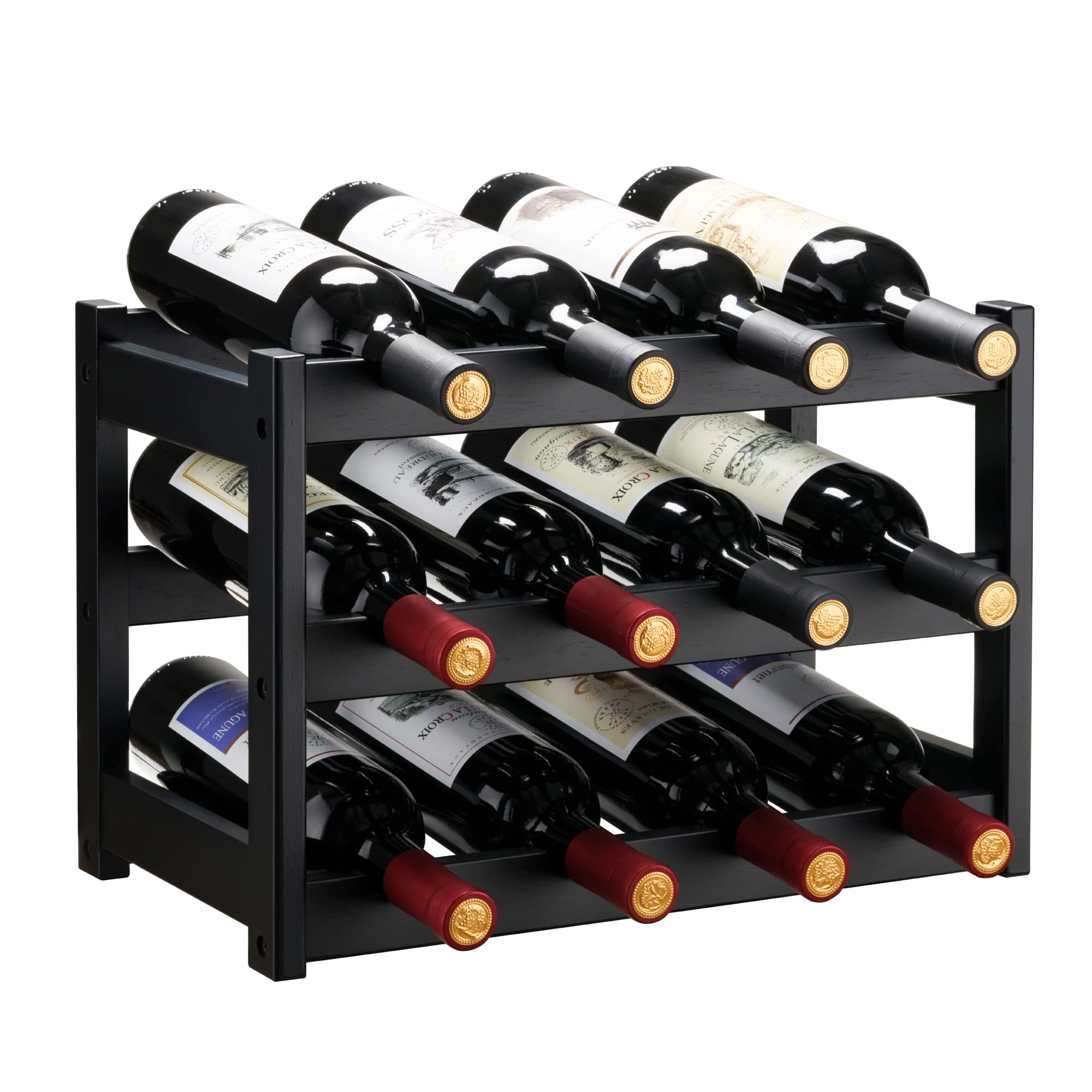 VASMIA Bamboo Wine Rack side view showing compact, sturdy storage.