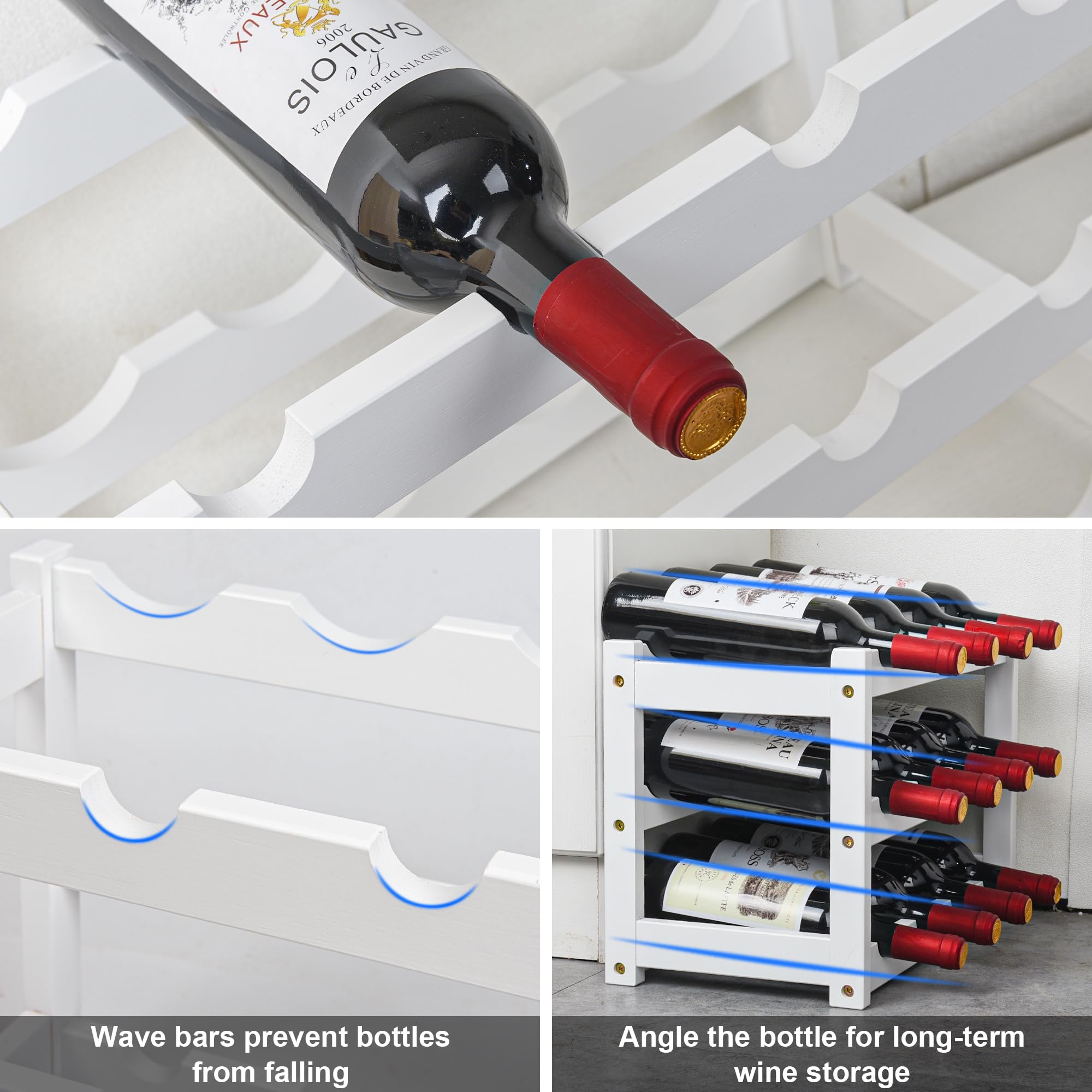 VASMIA bamboo wine rack top view shows smooth natural finish.