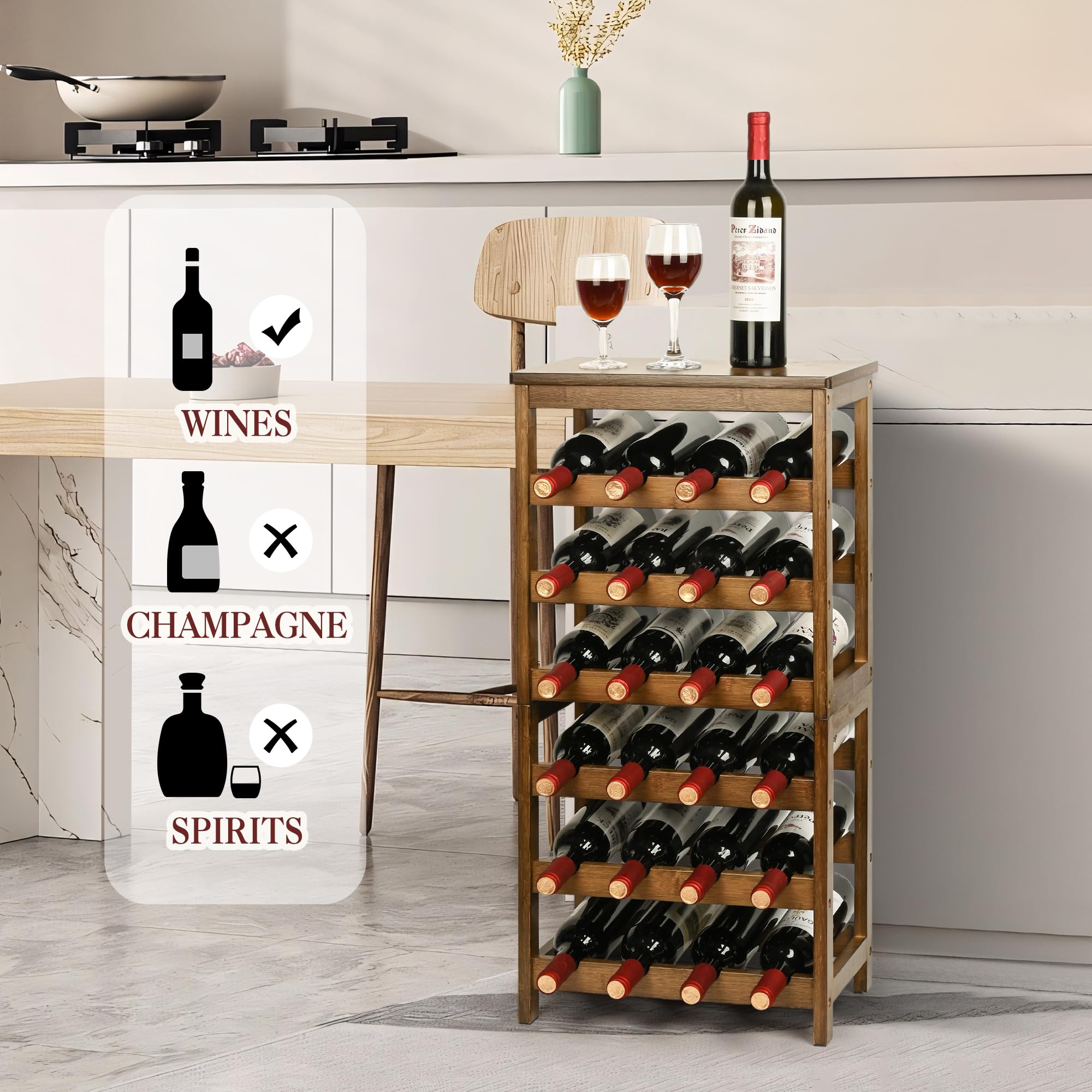 VASMIA easy-assembly wine rack includes all hardware for quick setup.