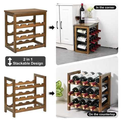 VASMIA freestanding wine rack shown from the side highlights its stable, compact design.