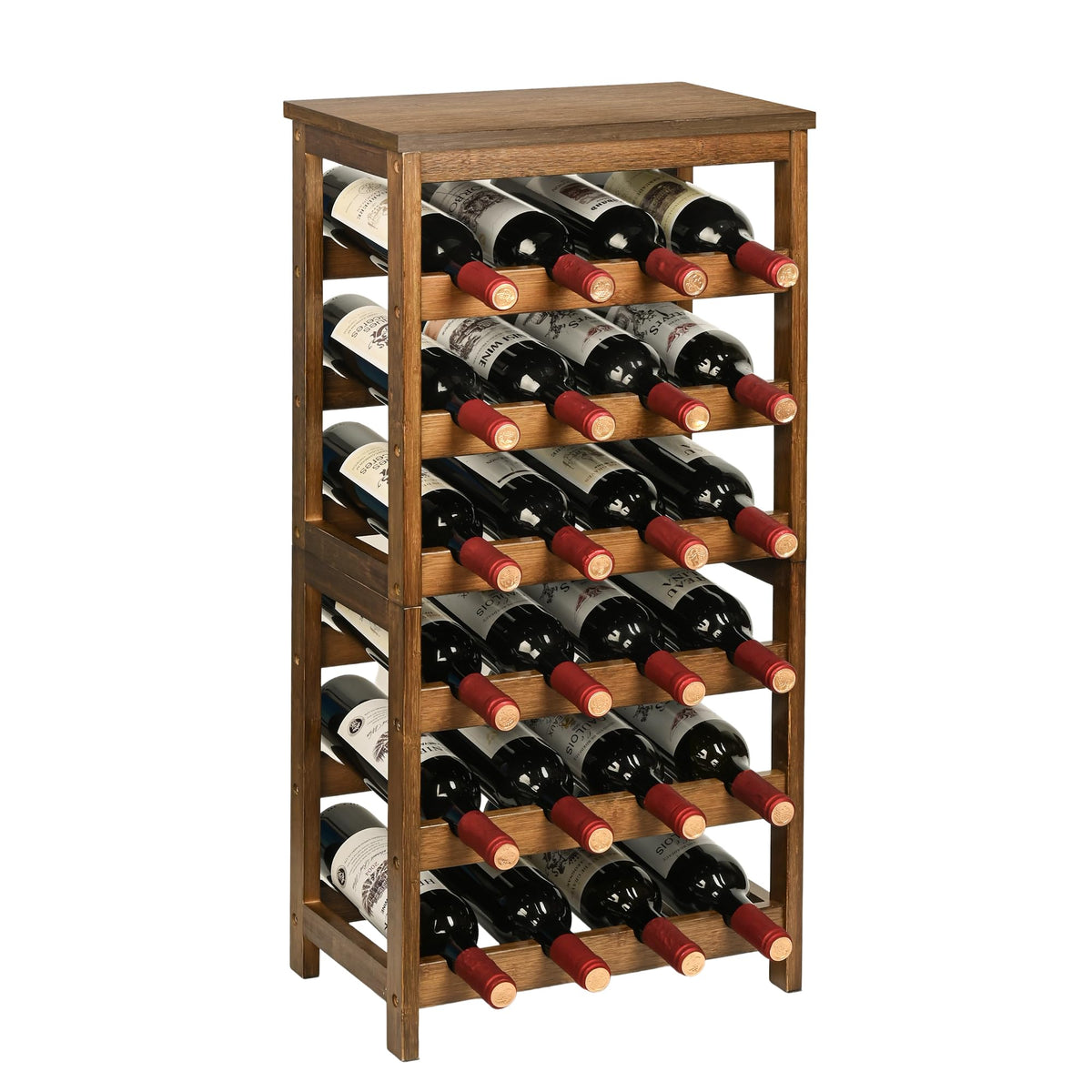 VASMIA six-tier tabletop wine rack keeps bottles neatly accessible and organized.