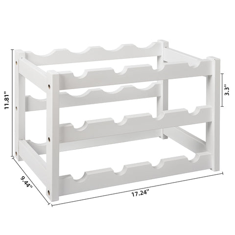 VASMIA bamboo wine rack in kitchen setting illustrates accessible 12-bottle storage.