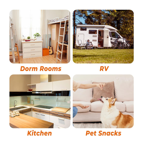 Vassillias compact design fits neatly on countertops in small kitchens.