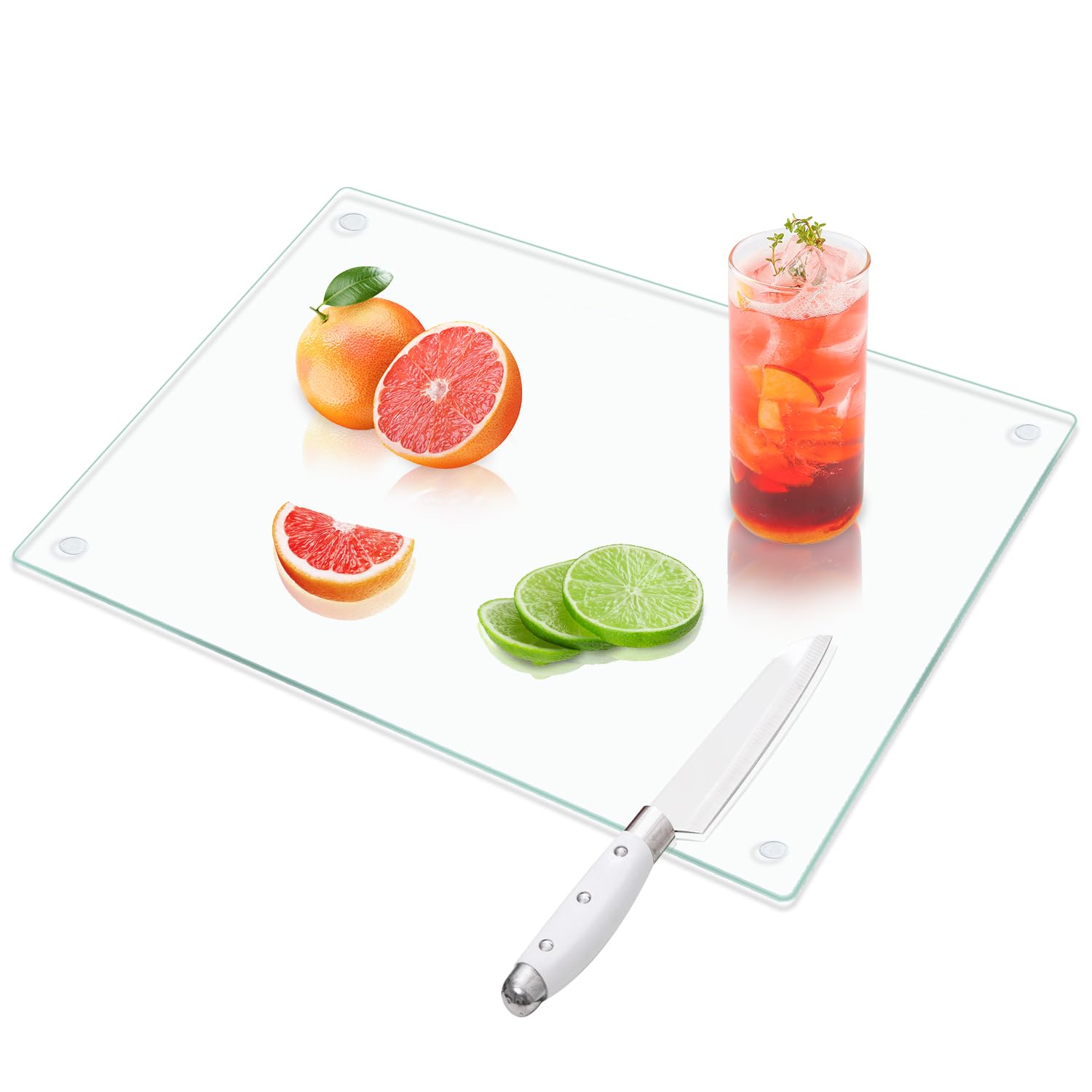 VASUHOME clear glass cutting board 12x16 for precise chopping and easy cleaning