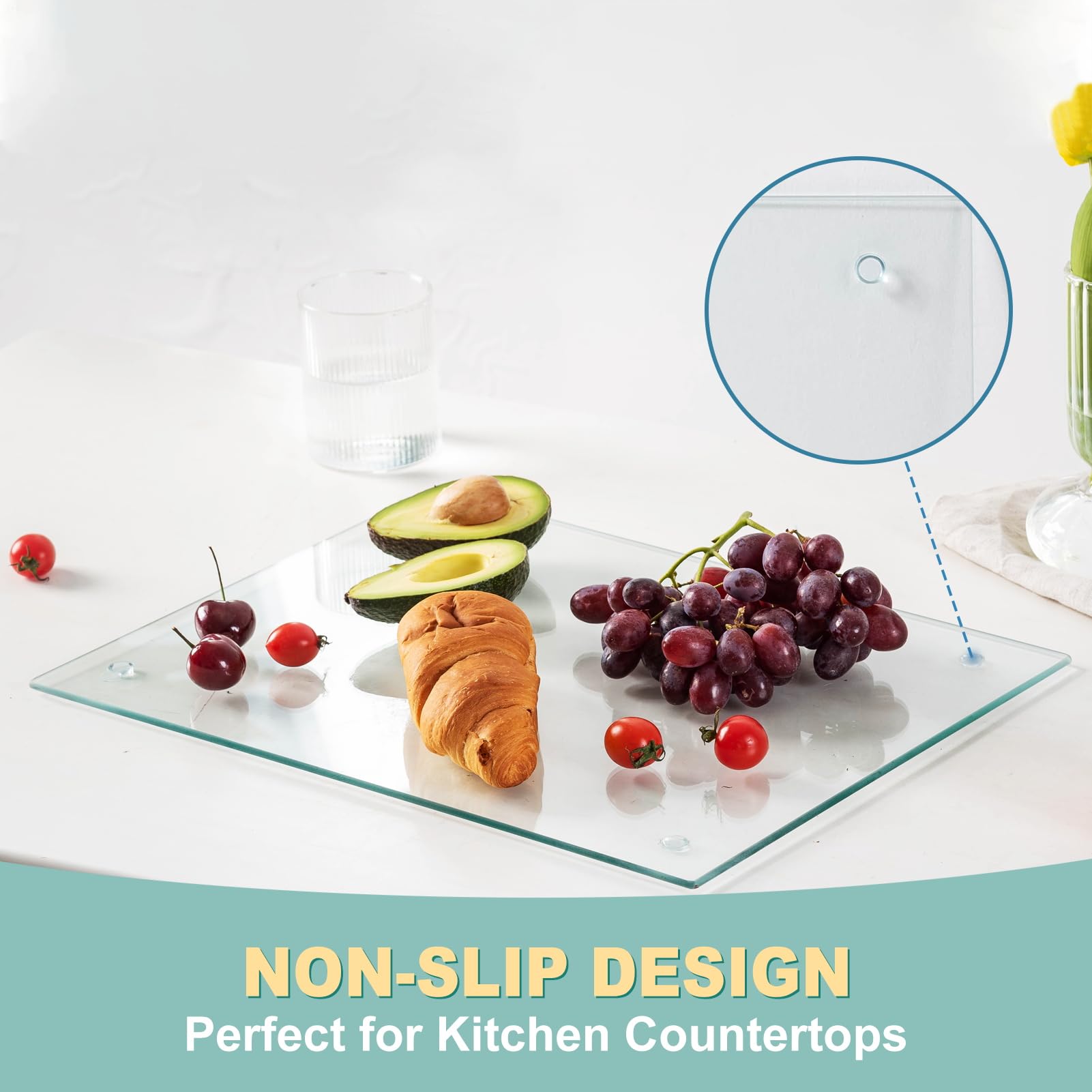 VASUHOME tempered glass trivet protecting counters from hot pots