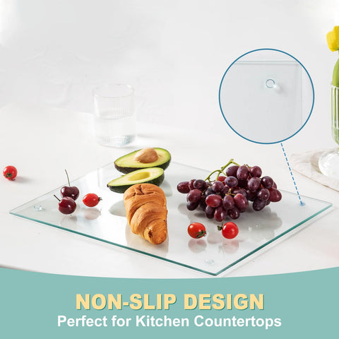 VASUHOME tempered glass trivet protecting counters from hot pots