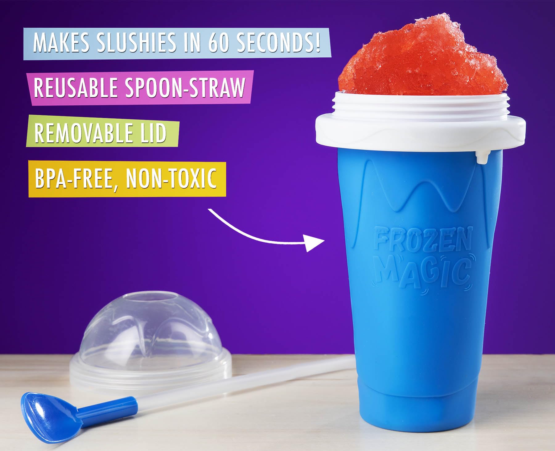 VAT19 Slushy Maker spoon-straw for easy sipping and scooping.
