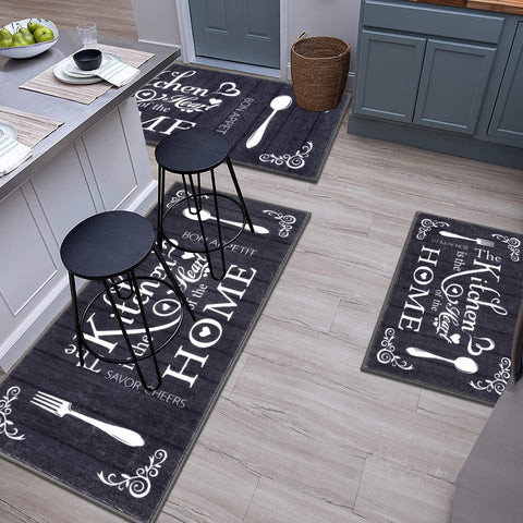 Vaukki Boho Kitchen Rug Set close-up stitching detail.