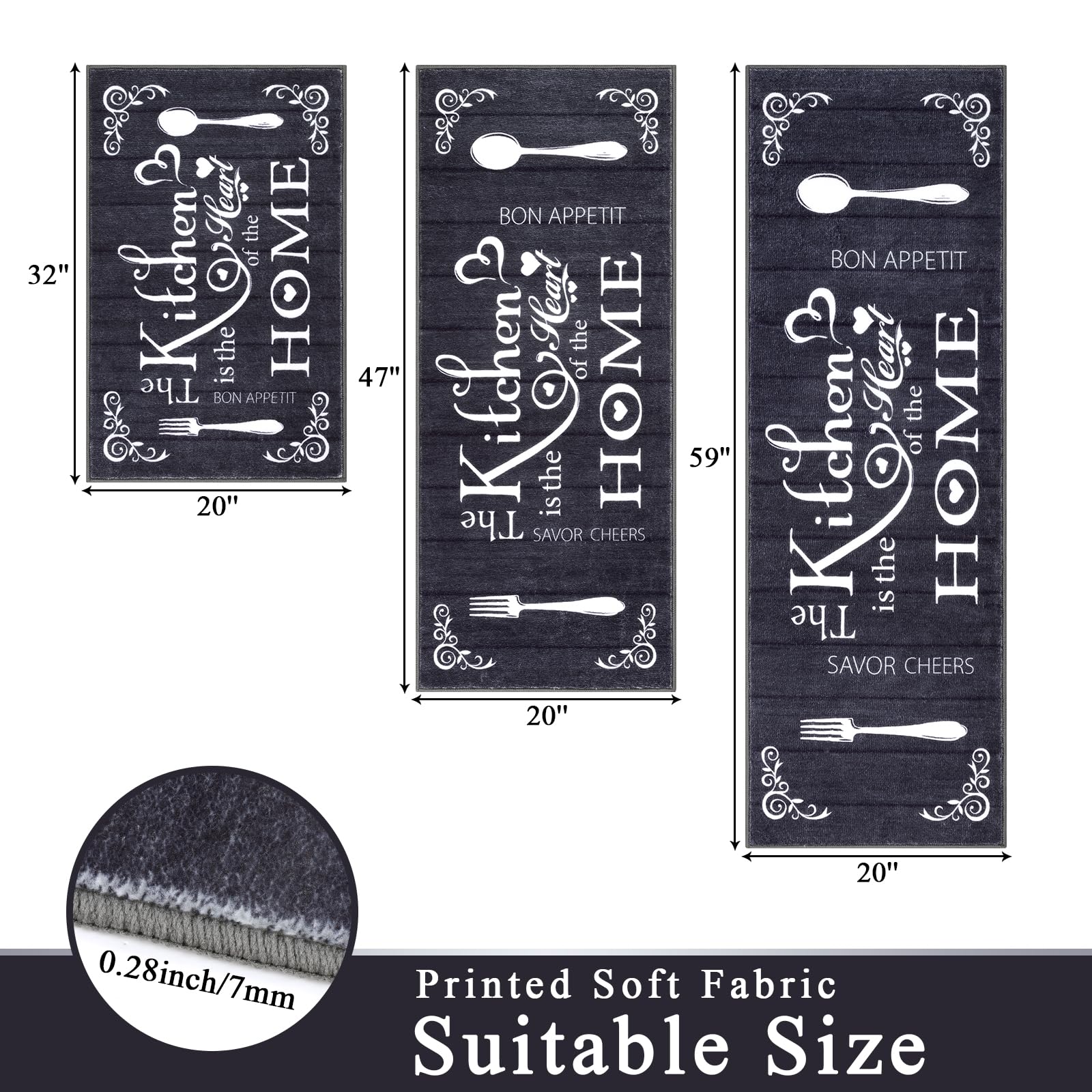 Vaukki Boho Kitchen Rug Set soft texture close-up showing plush pile.