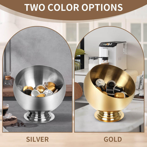 VAWNKUKN coffee pod holder gold side view demonstrates slim profile for tight countertops